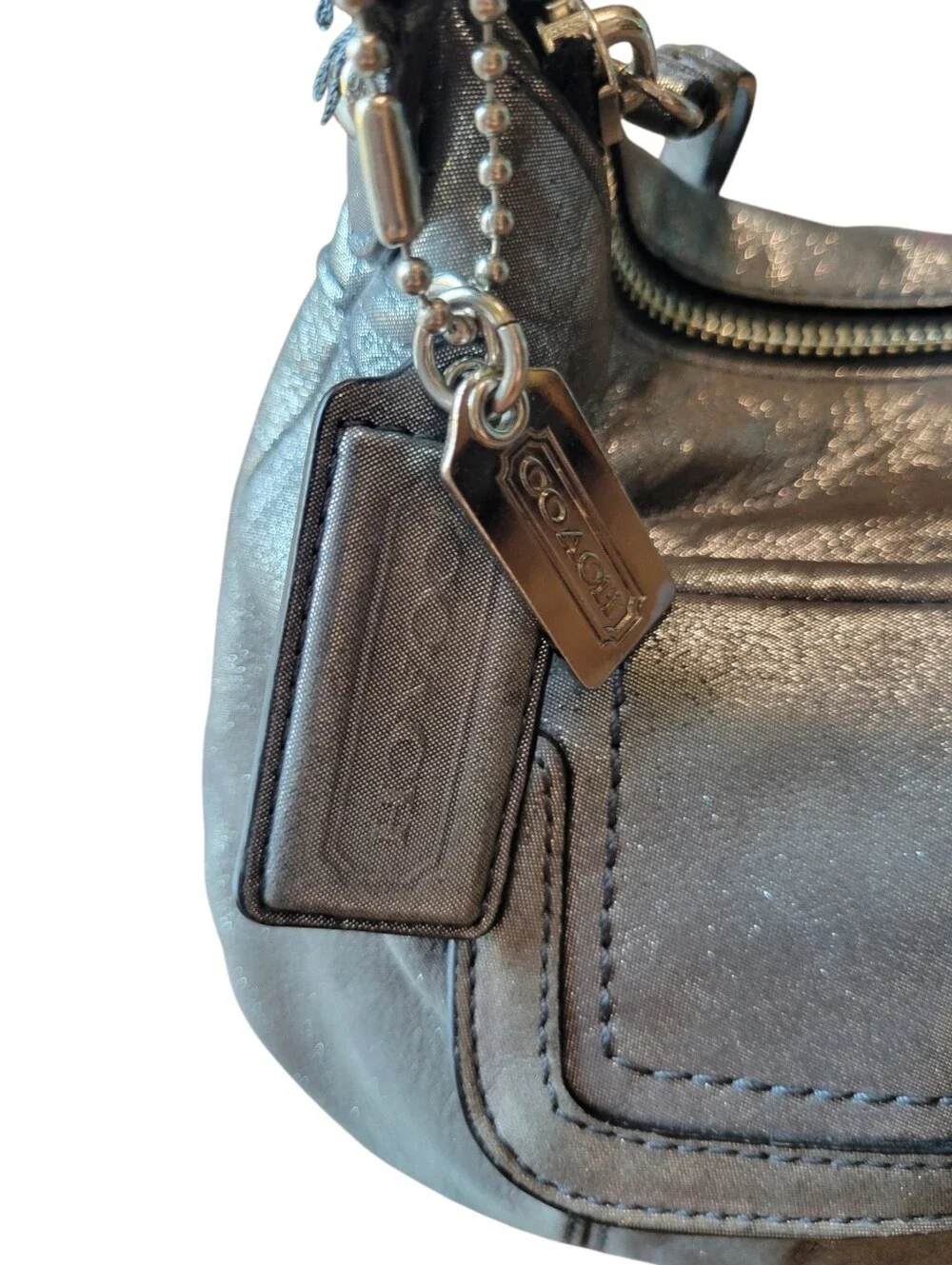 Y2K Coach Poppy Groovy Swing Crossbody Shoulder Bag Gunmetal